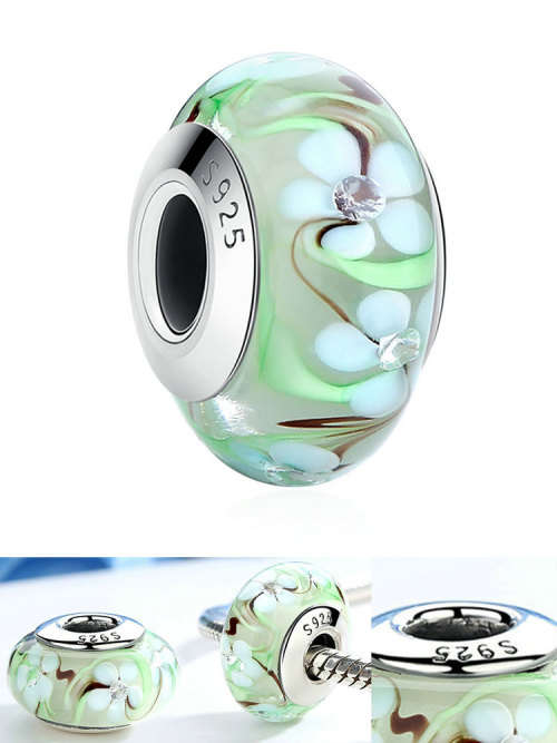 925 Sterling Silver Murano Glass Charm