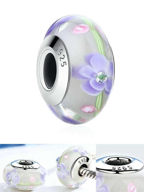 925 Sterling Silver Murano Glass Charm