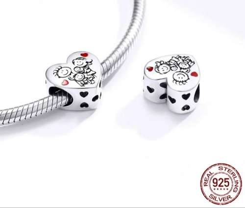 925 Sterling Silver Family Heart Charm