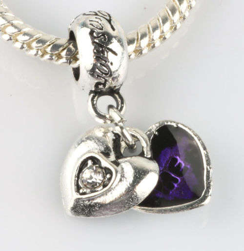 925 Silver Double Heart Charm