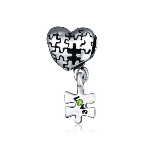 925 Silver Puzzle Heart Charm