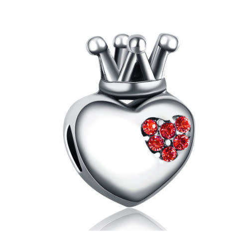 925 Silver Crown Heart Charm
