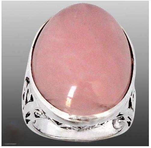 Natural PINK ROSE QUARTZ in SOLID 925 STERLING SILVER RING. SIZE 7.5.
