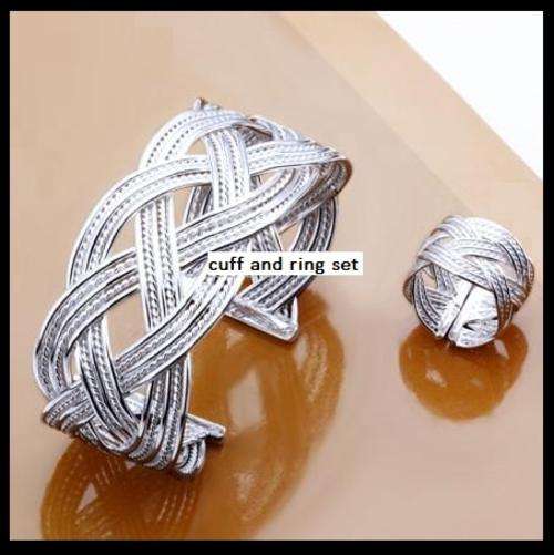 **LAST ONE LEFT**BEYOND STUNNING!!!! 925 STERLING SILVER STAMPED CUFF BRACELET AND RING