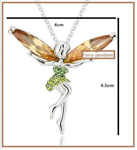 BEYOND STUNNING!!!! WHITE GOLD PLATED FAIRY PENDANT WITH CHAIN