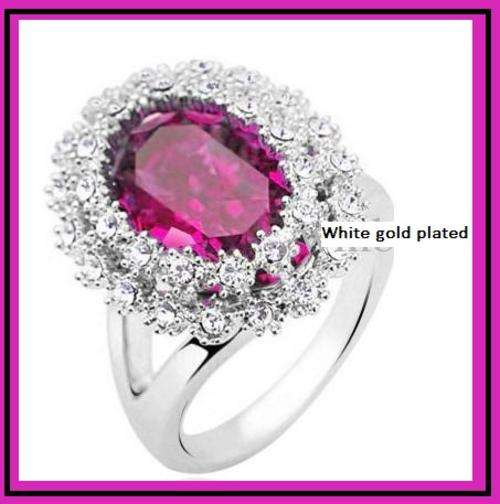 BEYOND STUNNING!!!! 18K WHITE GOLD PLATED RING WITH AUSTRIAN CRYSTALS