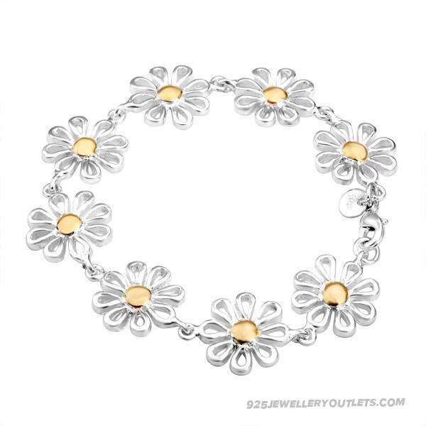 BEYOND STUNNING!!!! TWO TONE SILVER DAISY LINK BRACELET