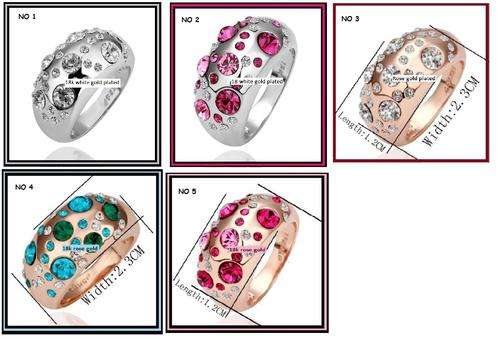 18k GOLD PLATED RING WITH AUSTRIAN CRYSTALS,CHOOSE COLOUR AND SIZE
