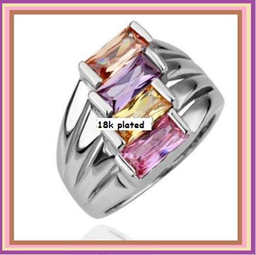 BEYOND STUNNING!!!! 18K WHITE GOLD PLATED RING WITH AUSTRIAN CRYSTALS