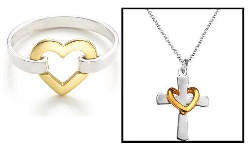 BEYOND STUNNING!!!! 925 SILVER STAMPED TWO TONE RING AND CROSS PENDANT WITH CHAIN
