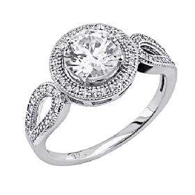 POSTAGE R55,00*** 925 STAMPED SILVER PLATED ROUND CUT CRYSTAL RING**R350.00 VALUE**