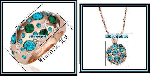 ***POSTAGE R55.00***BEYOND STUNNING!!!! 18K ROSE GOLD PLATED CRYSTAL RING & NECKLACE***R450.00***