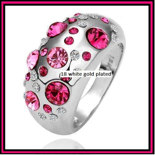 18K WHITE GOLD PLATED RING WITH AUSTRIAN CRYSTALS***350.00 VALUE***