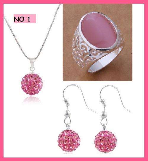 FREE SHIPPING***DISCO BALL NECKLACE & EARRING SET WITH RING*** 4 STYLES AVAILIBLE***350.00 VALUE***