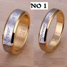 REDUCED SHIPPING ** 18K TWO TONE GOLD PLATED WITH STAINLESS STEEL FOR EVER LOVE COUPLE RING SET