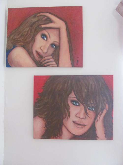 Two matching Arcylic paintings 400mm x 500mm painted by artist Mari Mackie