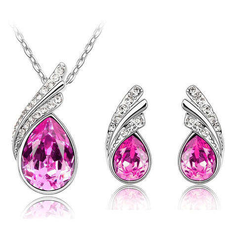 REDUCED SHIPPING***JEWELLERY SET, NECKLACE AND EARRINGS WITH GLASS CRYSTALS