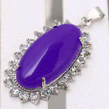 **PURPLE OVAL JADE PENDANT 4.5cm x 2.2cm