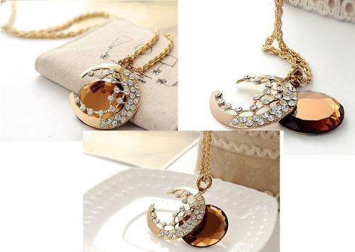 REDUCED SHIPPING***STUNNING SUN AND MOON NECKLACE WITH 63CM CHAIN