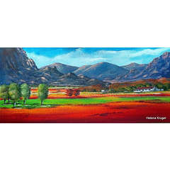 Free shipping. Arcrylic painting by Helen Kruger 40cm x 90cm