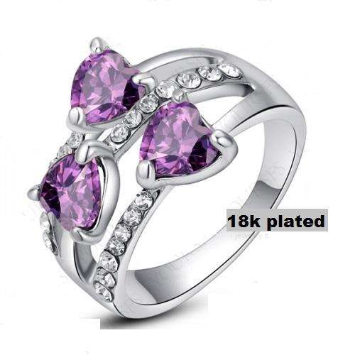 POSTAGE ONLY R35.00 ***18K WHITE GOLD PLATED CRYSTAL RING***