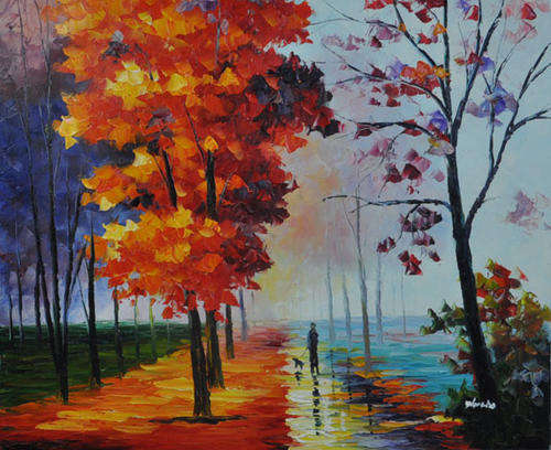Postage done within 72 hours****OIL PAITNING *** STROLL IN THE PARK***  60cm x 50cm