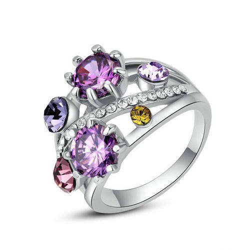 POSTAGE ONLY R35.00 ***18K WHITE GOLD PLATED CRYSTAL RING***
