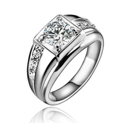 POSTAGE ONLY R35.00 ***18K WHITE GOLD PLATED CRYSTAL RING***