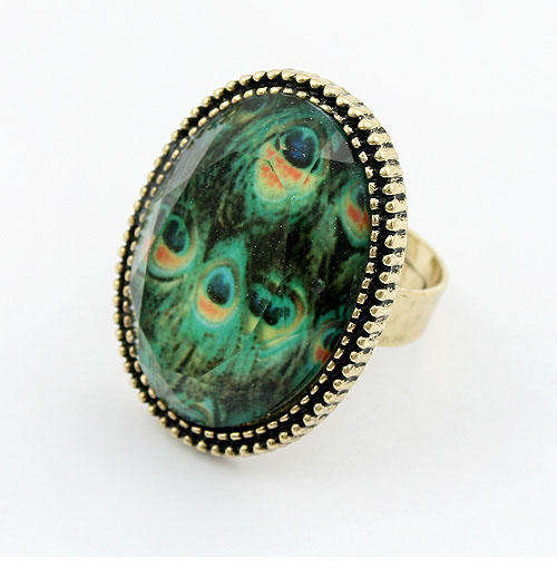 REDUCED SHIPPING ** Adjustable Peacock feather patern ring