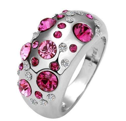 POSTAGE R55.00, 18K WHITE GOLD PLATED AUSTRIAN CRYSTAL RING