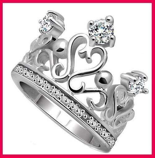 ***FAST PROCESSING TIME WILL BE SENT WITHIN 72 HOURS SILVER PLATED CROWN CRYSTAL RING