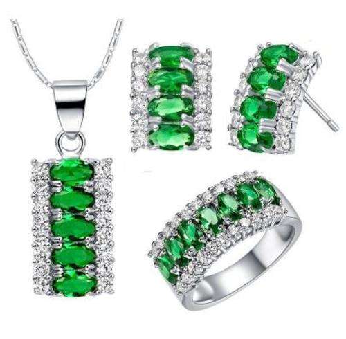 (R3000 Value) 925 STAMPED SILVER PLATED AUSTRIAN CRYSTAL JEWELLERY SET (COMES IN 6 COLOURS)