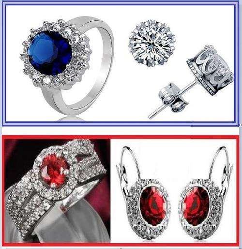 2 X RINGS & EARRINGS SETS (RING SIZE 6.7 OR 8) WINNING BIDDER WILL RECEIVE BOTH SETS