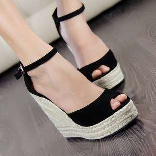 Ladies Suede Wedge Heel Sandal - 3 color