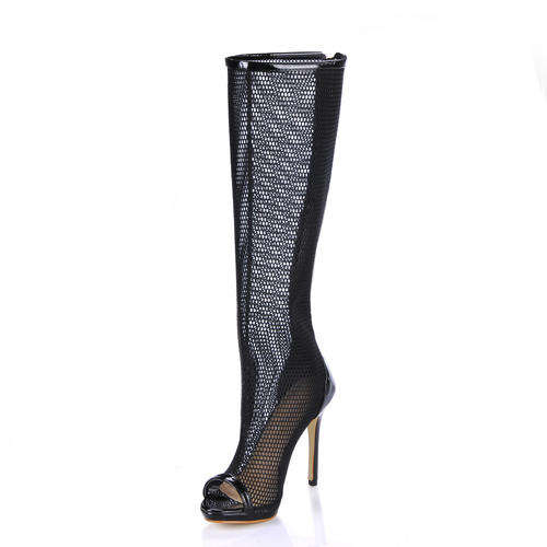 Stylish Ladies Meshed Peep Toe Long Boots (Int'l size 35-43) - 0900-0640ABT-g1