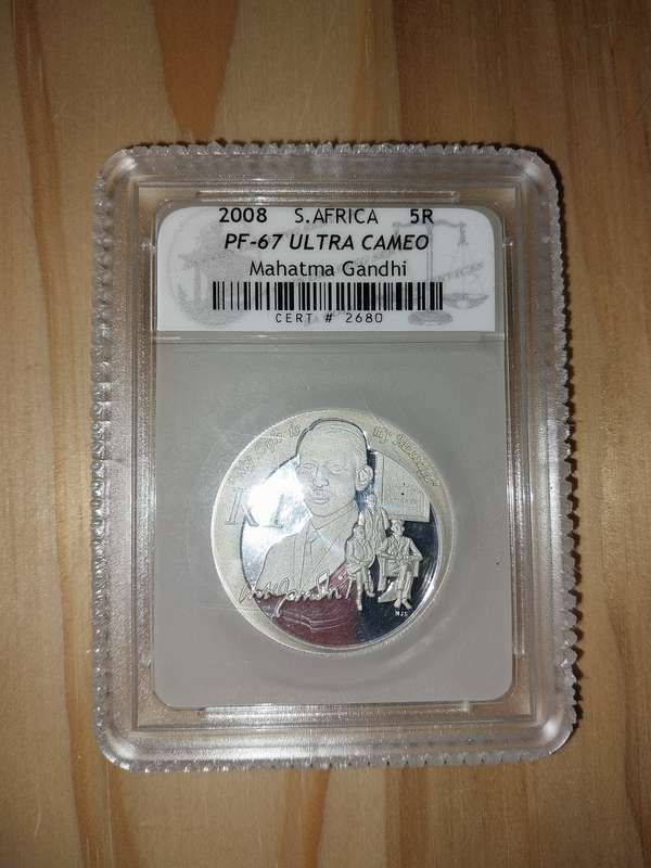 2008 SA Silver R5 Mahatma Gandi PF 67 Ultra Cameo