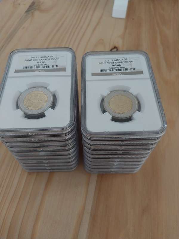 2011 SA 5RMandela 90th Birthday MS66 x 20- bid per coin