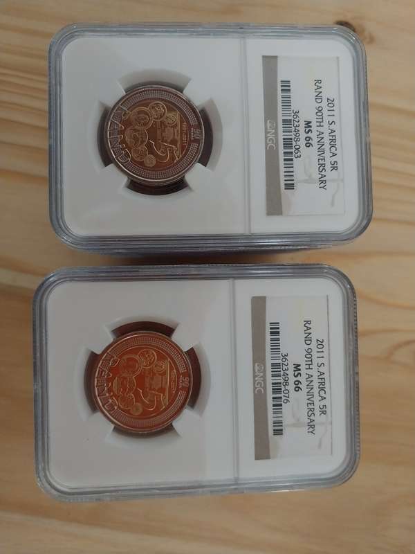 2011 SA 5RMandela 90th Birthday MS66 x 20- bid per coin