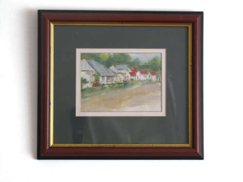 FRAMED ARTWORK BY LATE SHIELA HEPBURN "SIZE - 34CM x 30CM"