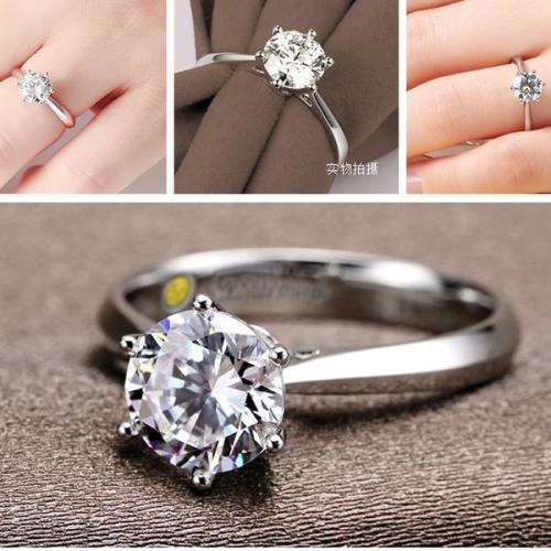Cubic Zirconia Solitaire Ring 925 Sterling Silver