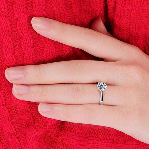 Cubic Zirconia Solitaire Ring 925 Sterling Silver