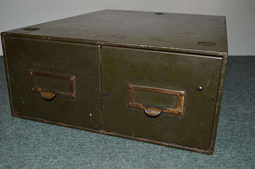 Vintage Hortors metal 2 drawer index card cabinet. Great for the '50's office look