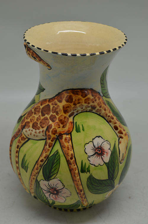 Water Berry raised detail Giraffe Vase. Hand crafted in Zimbabwe