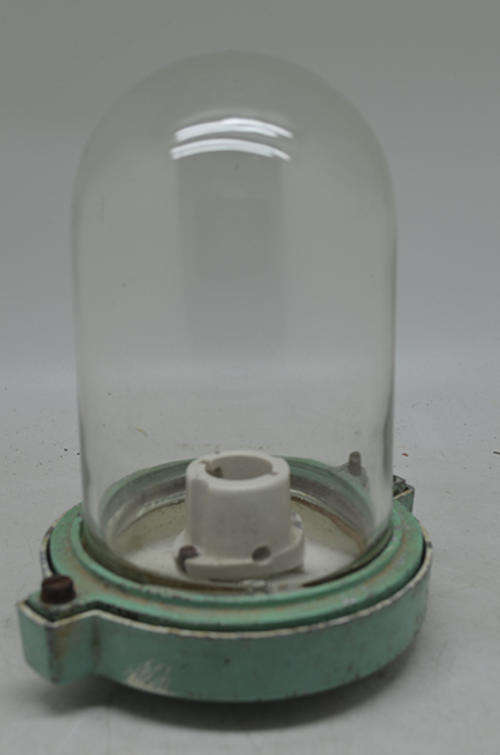 Vintage industrial exterior light with domed glass shade