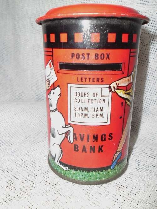 Vintage Tinplate Post Office Mail Box Money Box