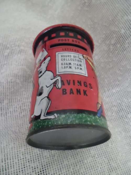 Vintage Tinplate Post Office Mail Box Money Box