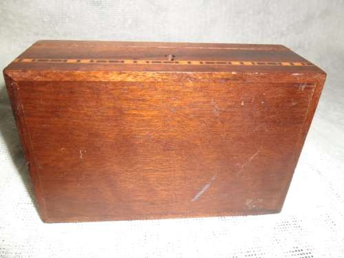 Vintage treen box with inlay of South America