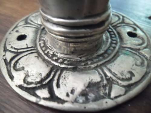 A pair of quirky pewter-looking  hand shaped door / drawer handles.