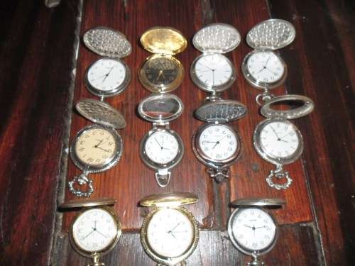 11 vintage-style battery operated  pocket watches