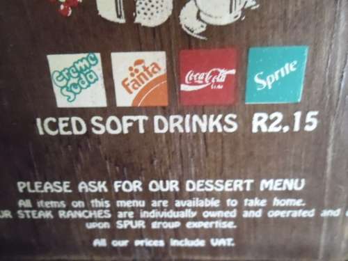 Vintage wooden Navaho Spur (Brackenfell) Menu. Remember when burgers were less than R 10?